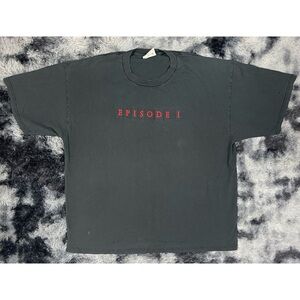 Vintage Lee Sport Star Wars Episode I Promo Black Embroidered Logo T-Shirt